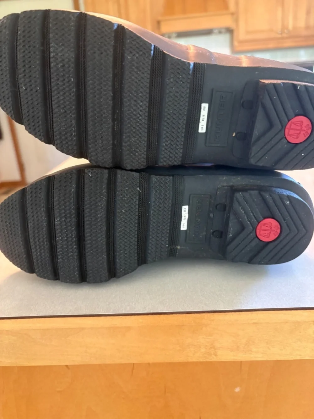 Hunter Black Rain Boots with Red Logo Trim